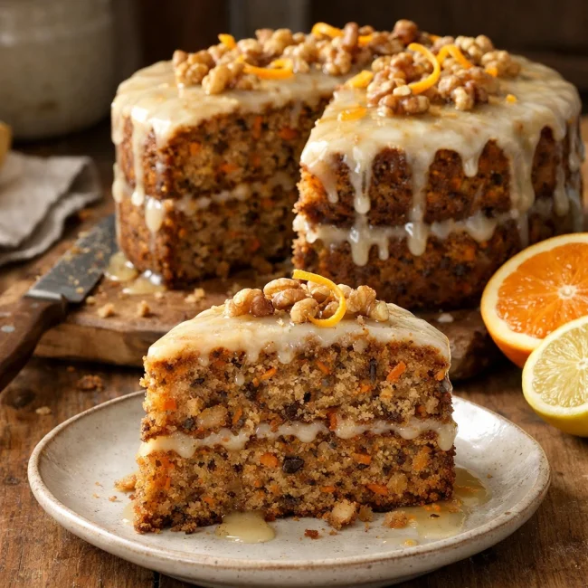 Spiced Walnut Carrot Cake with Citrus Glaze
