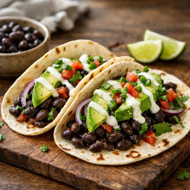 Spicy Avocado and Black Bean Tacos