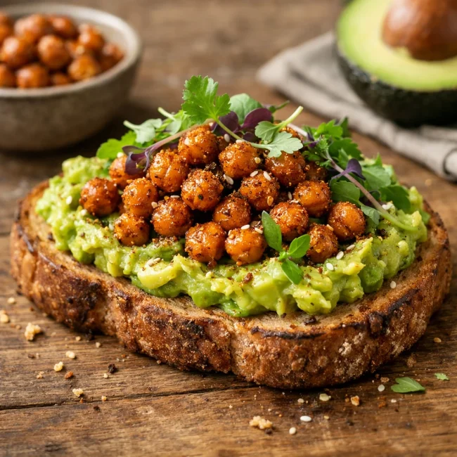 Spicy Avocado and Chickpea Toast