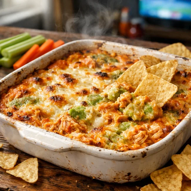 Spicy Avocado Buffalo Chicken Dip