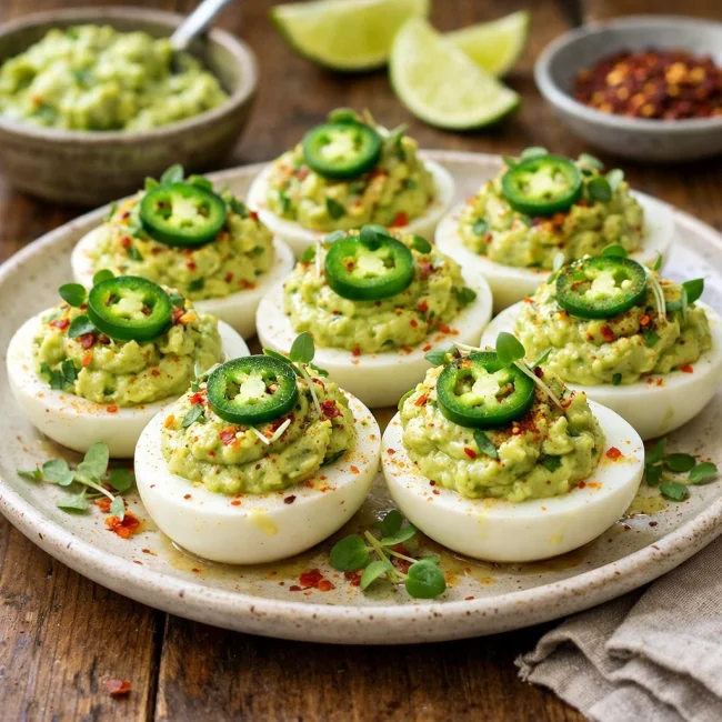 Spicy Avocado Deviled Eggs