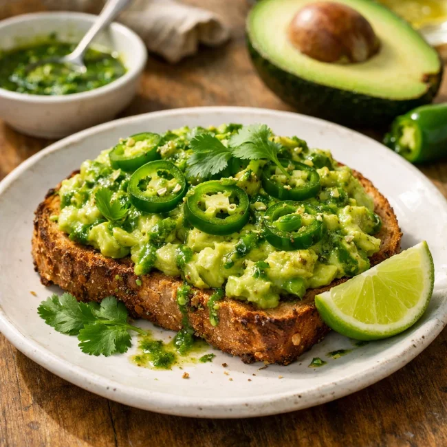 Spicy Avocado Toast with Cilantro-Lime Drizzle