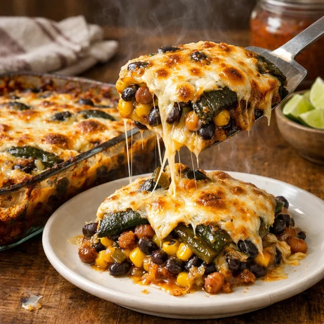 Spicy Bean and Cheese Relleno Casserole