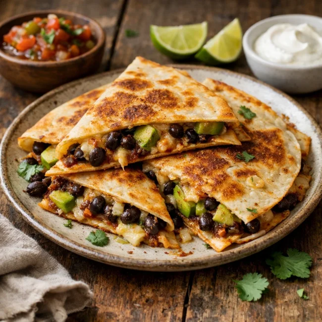 Spicy Black Bean & Avocado Quesadillas