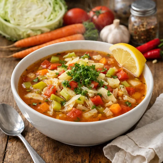 Spicy Cabbage Slimdown Soup
