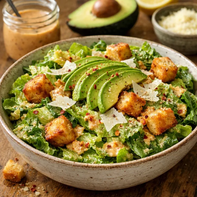 Spicy Caesar Salad with Avocado and Chipotle