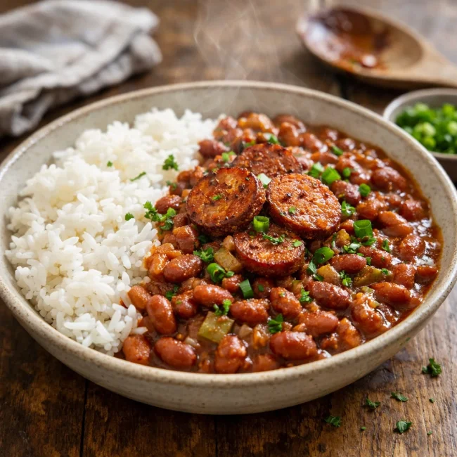 Spicy Cajun Red Beans and Jasmine Rice
