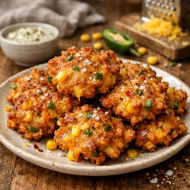 Spicy Cheddar Corn Fritters