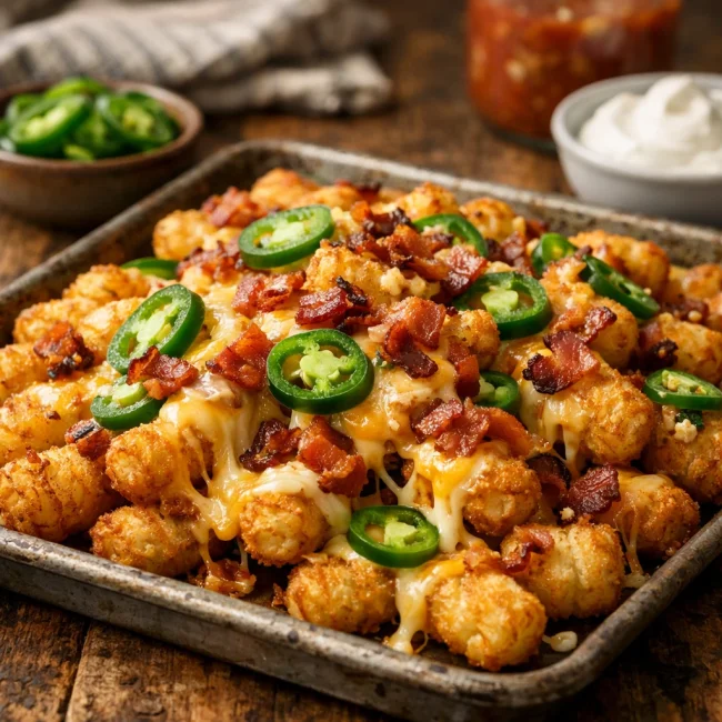 Spicy Cheesy Tater Tot Nachos
