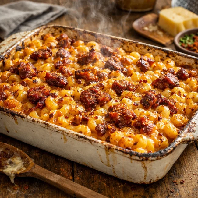 Spicy Chorizo Baked Macaroni and Cheese