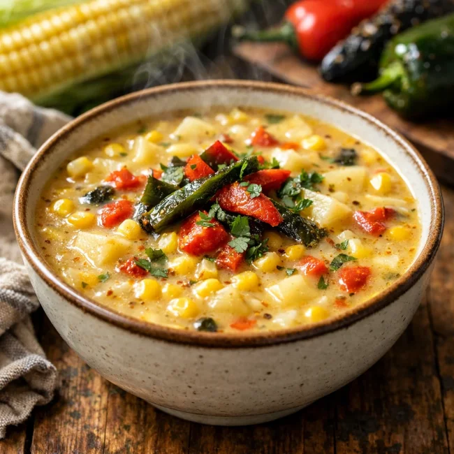 Spicy Corn Chowder with Roasted Peppers