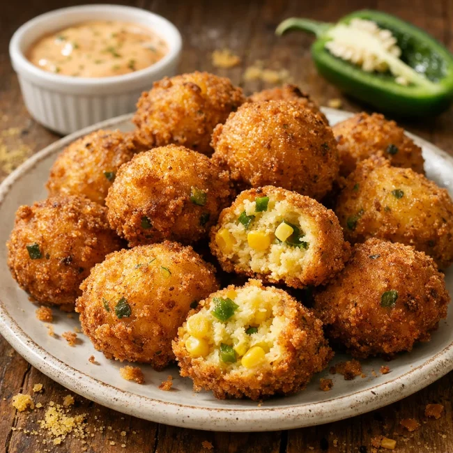 Spicy Cornmeal Hush Puppies with Jalapeños