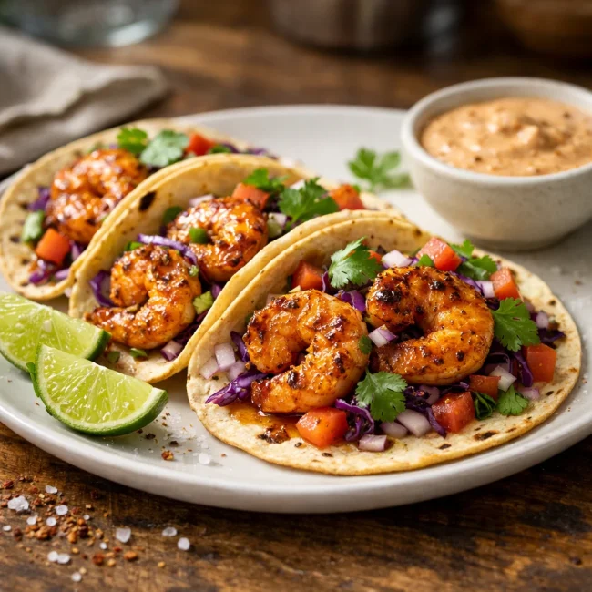 Spicy Garlic Lime Shrimp Tacos