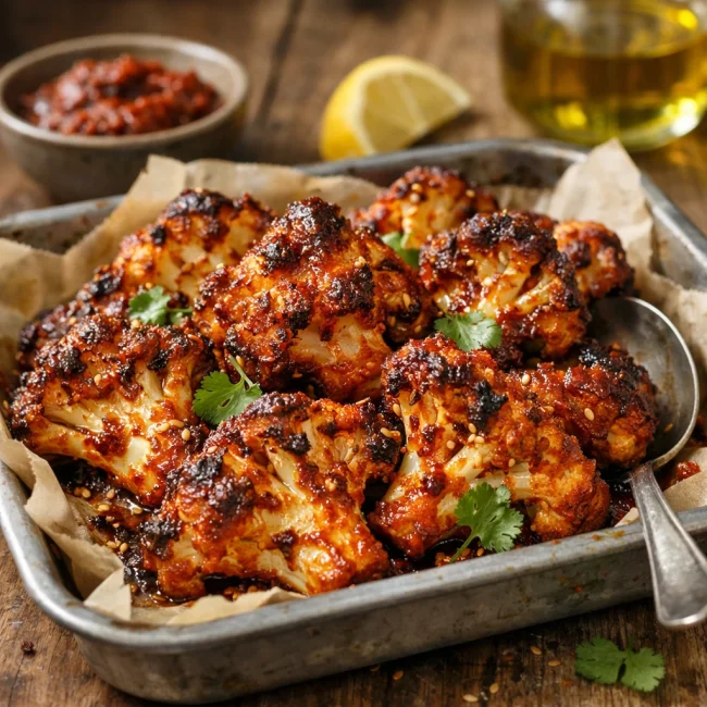 Spicy Harissa Roasted Cauliflower
