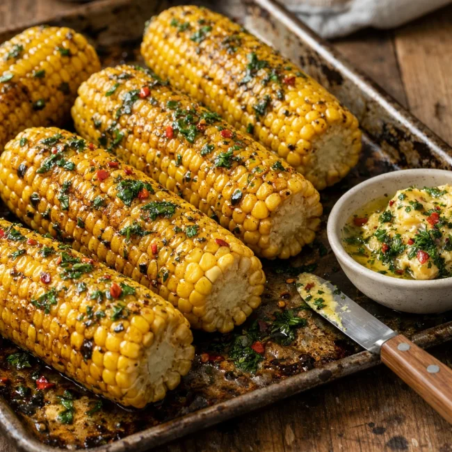 Spicy Herb Butter Roasted Corn on the Cob