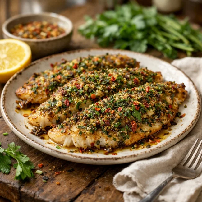 Spicy Herb-Crusted Tilapia