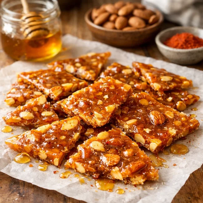 Spicy Honey Almond Brittle