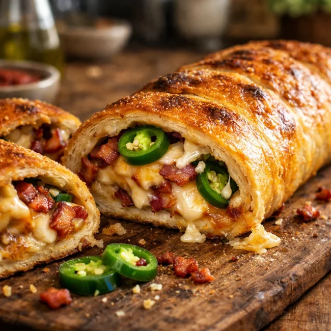 Spicy Jalapeño Bacon Stromboli