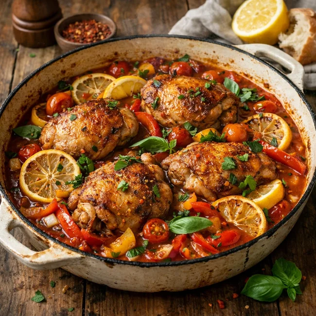 Spicy Lemon Chicken Cacciatore
