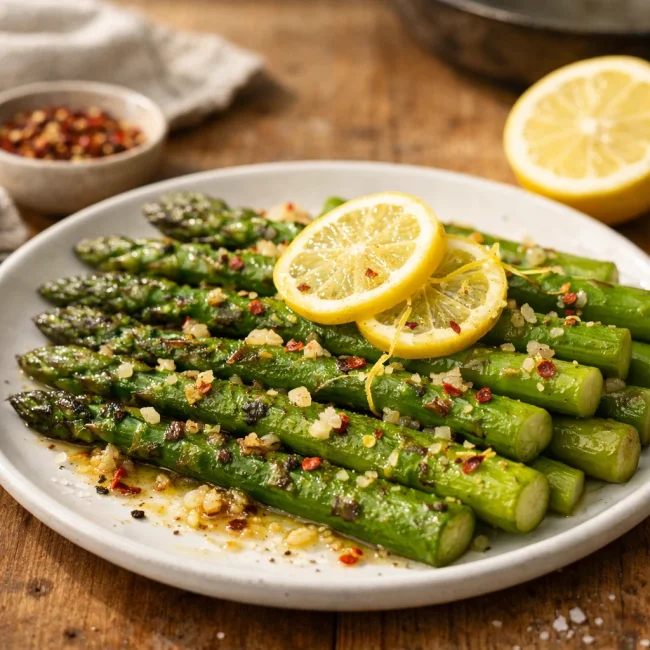Spicy Lemon Garlic Asparagus