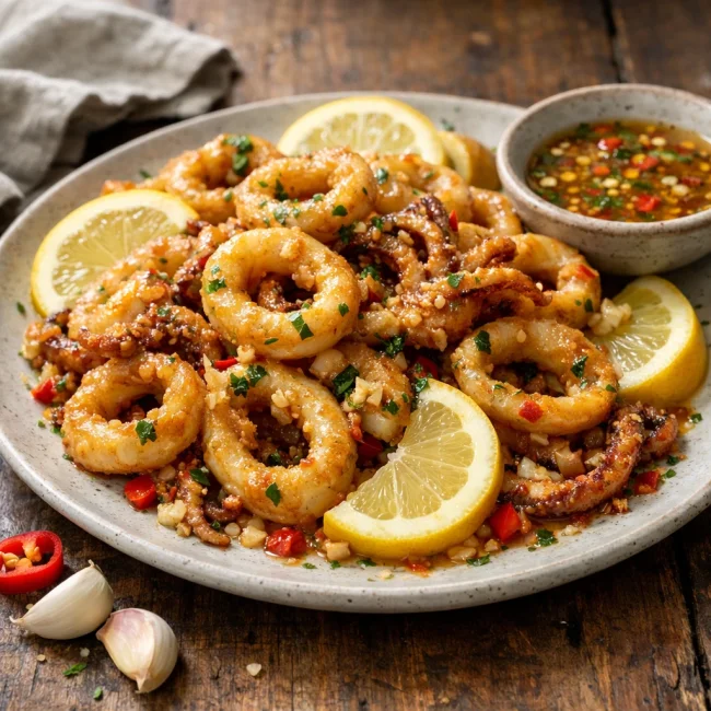 Spicy Lemon Garlic Calamari