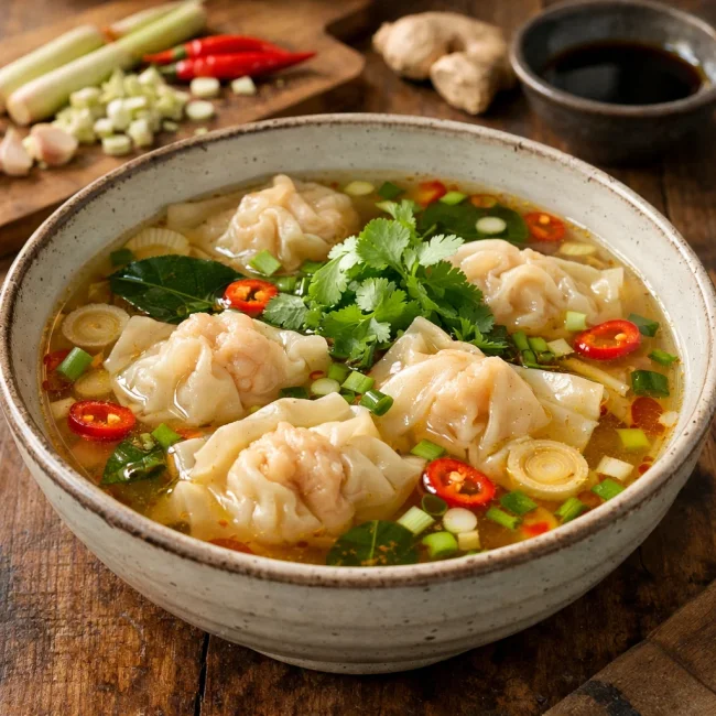 Spicy Lemongrass Wonton Soup