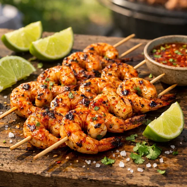 Spicy Lime Shrimp Skewers