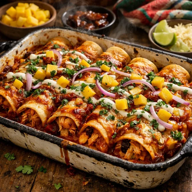 Spicy Mango Chicken Enchiladas