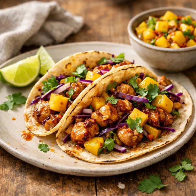 Spicy Mango Chicken Tacos