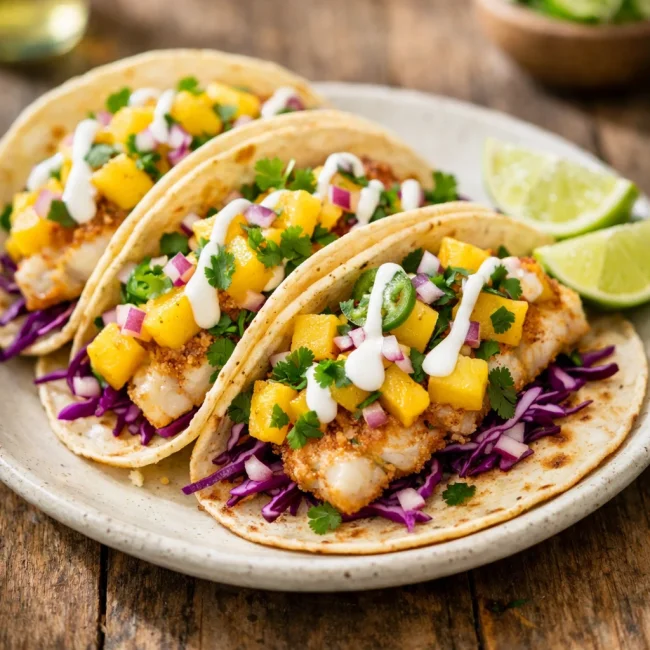 Spicy Mango Fish Tacos