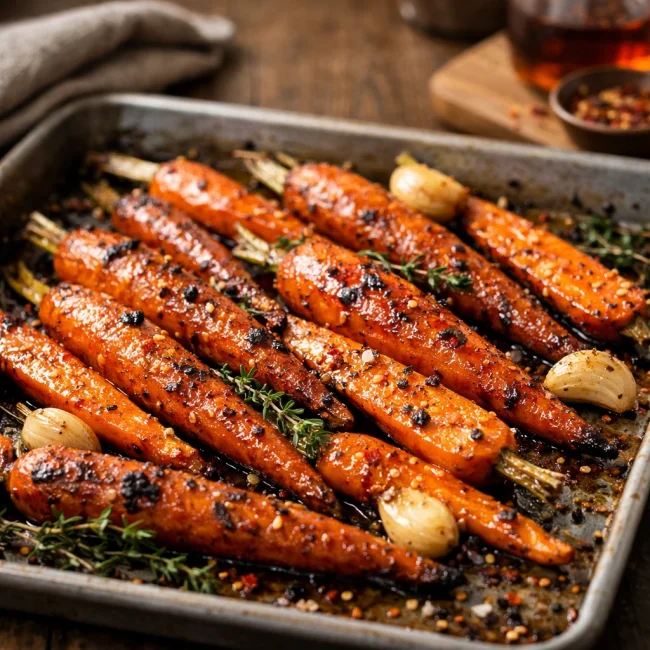 Spicy Maple Roasted Carrots