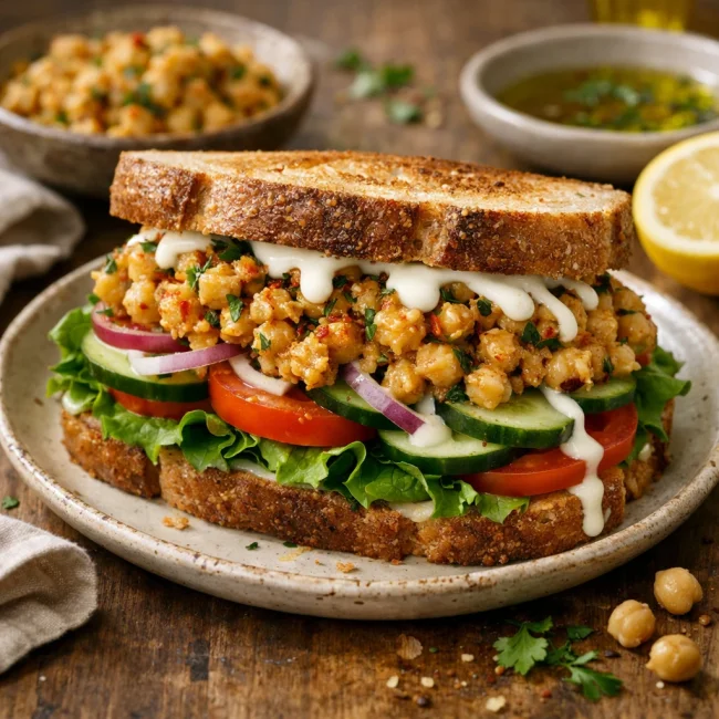 Spicy Mediterranean Chickpea Sandwich