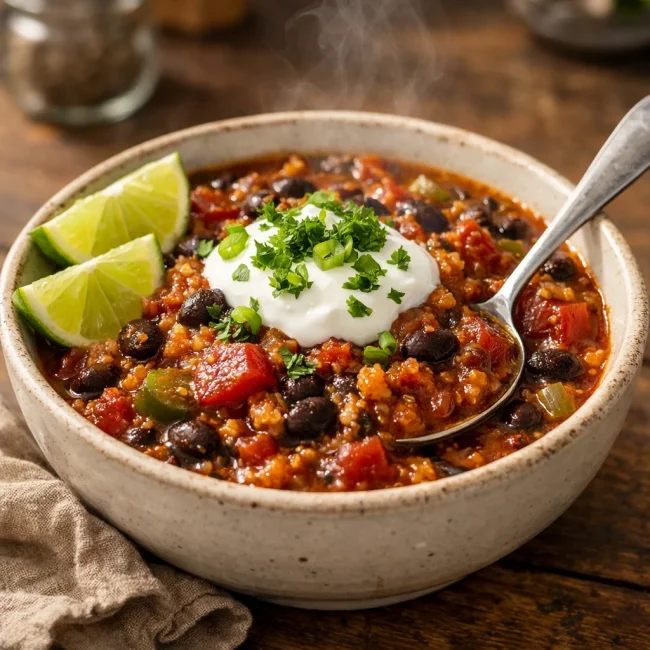 Spicy Quinoa and Black Bean Chili