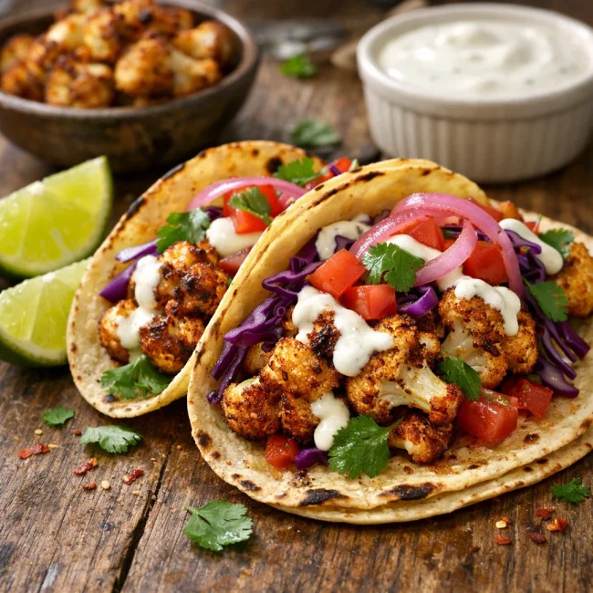 Spicy Roasted Cauliflower Tacos