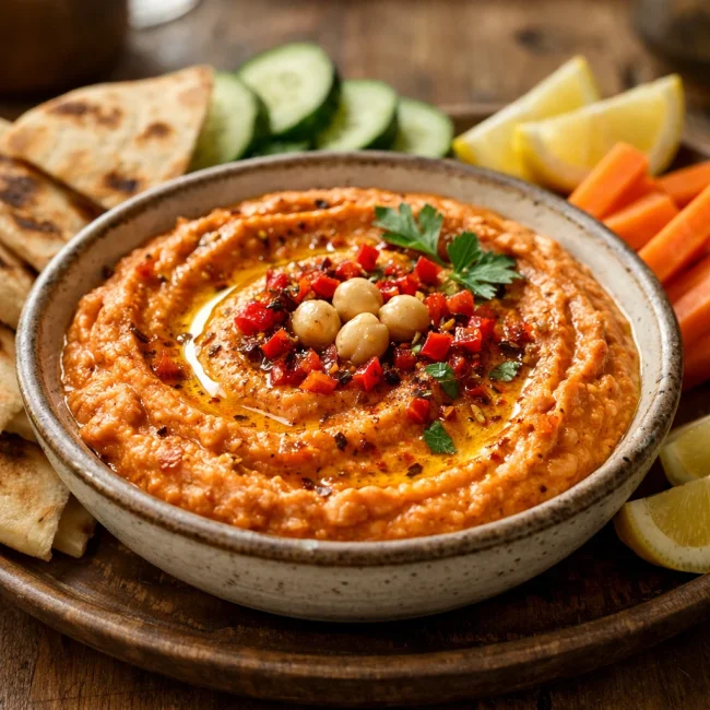 Spicy Roasted Red Pepper Hummus