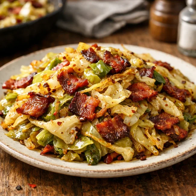 Spicy Southern Fried Cabbage with Bacon
