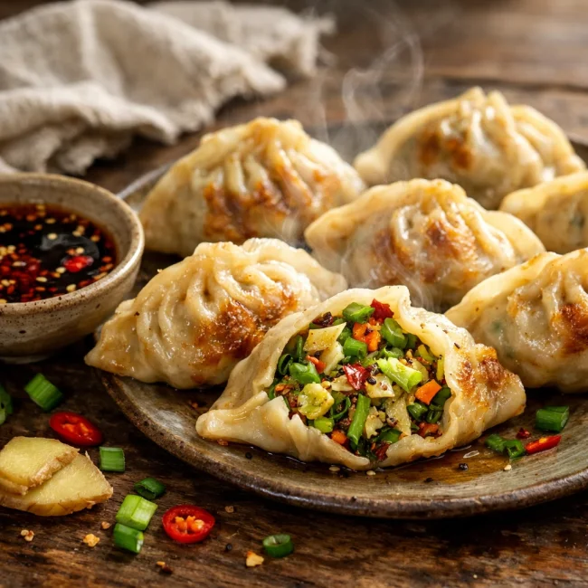 Spicy Vegetarian Ginger Dumplings