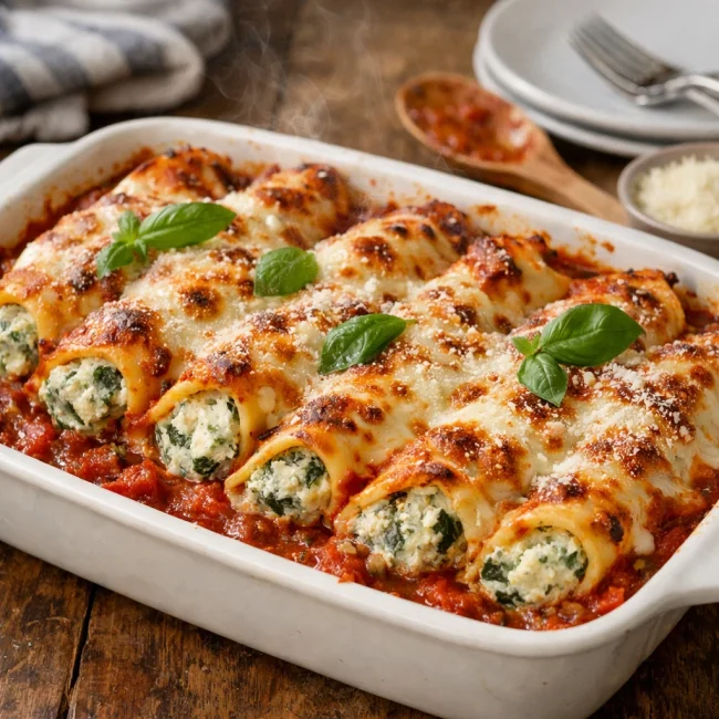 Spinach & Ricotta Stuffed Manicotti