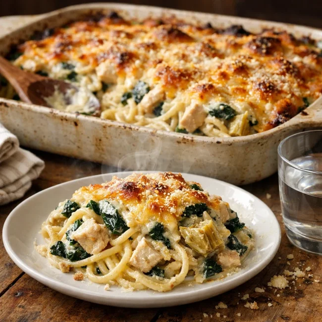 Spinach and Artichoke Chicken Tetrazzini