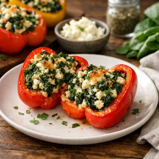 Spinach and Feta Stuffed Peppers