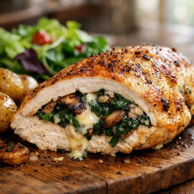 Spinach and Mushroom Stuffed Chicken Breast
