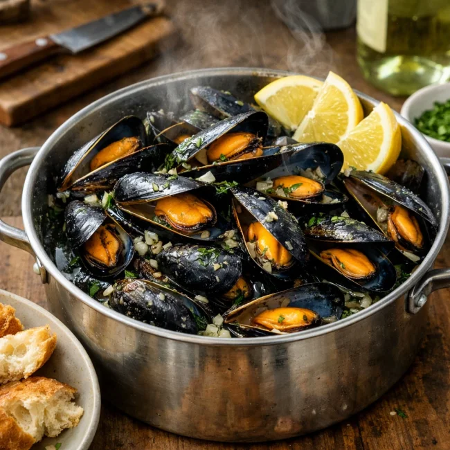 Steamed Mussels in White Wine