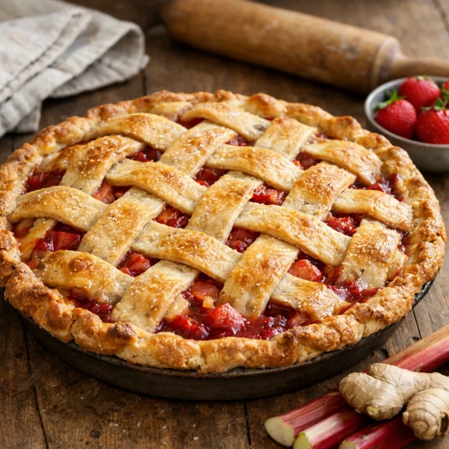 Strawberry Rhubarb Ginger Pie