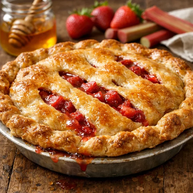 Strawberry Rhubarb Honey Pie