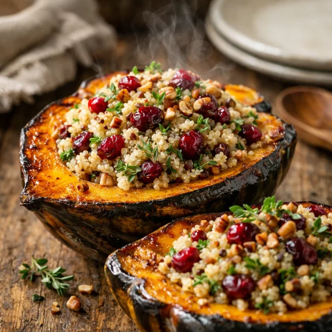 Stuffed Acorn Squash with Quinoa and Cranberries