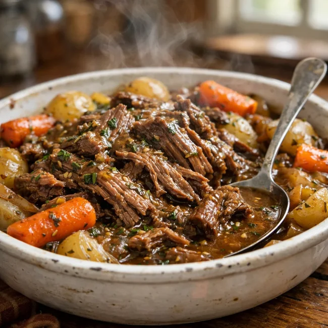 Succulent Slow Cooker Pot Roast with Herb Gravy