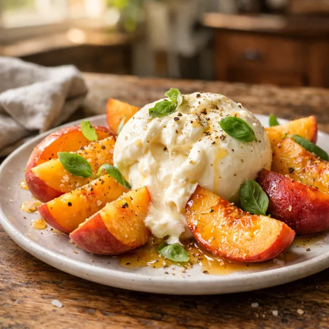 Summer Peach and Burrata Salad