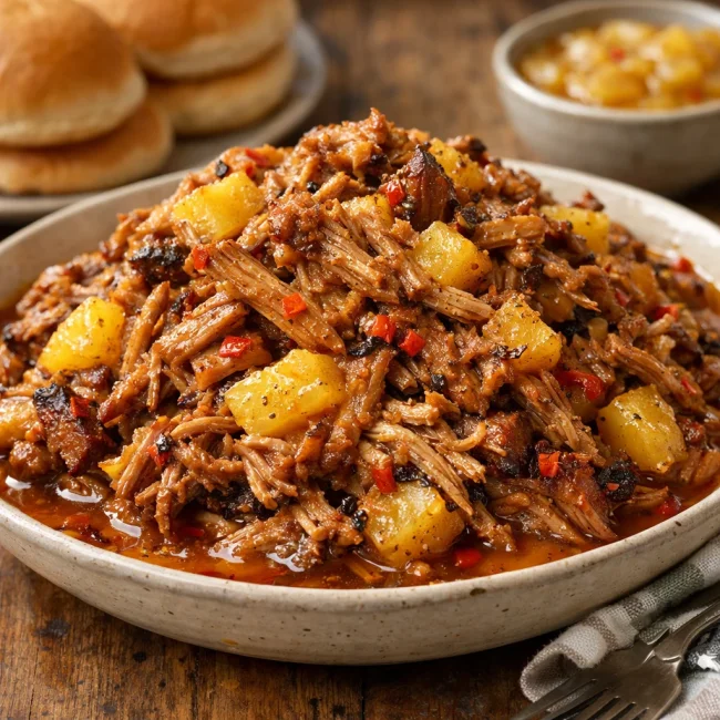 Sweet & Spicy Pulled Pork with Pineapple
