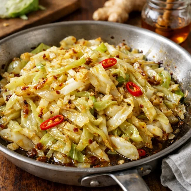 Sweet and Spicy Sauteed Cabbage