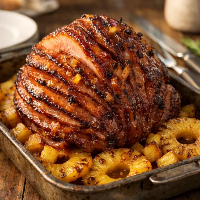 Sweet and Tangy Ham with Pineapple Glaze